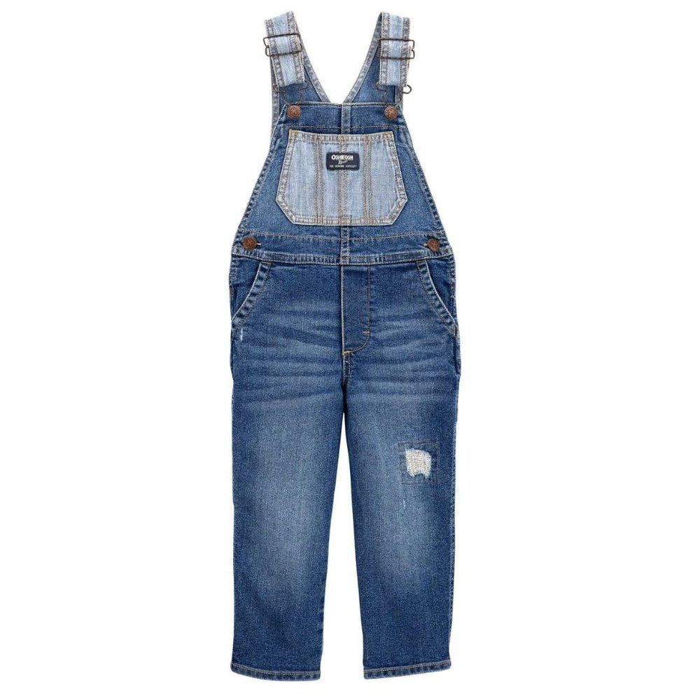 OSHKOSH Vestbak 5T Favorite Denim Overalls Gemma Wash Blue Contrasting Bib